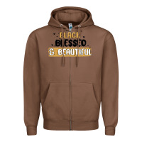 Chestnut black blessed & beautiful Zipper Hoodie - MaliasSmallBusiness