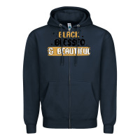 Navy black blessed & beautiful Zipper Hoodie - MaliasSmallBusiness