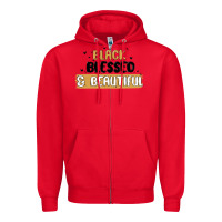 Red black blessed & beautiful Zipper Hoodie - MaliasSmallBusiness