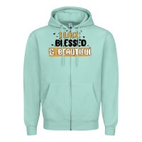 Seafoam black blessed & beautiful Zipper Hoodie - MaliasSmallBusiness