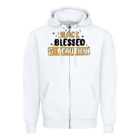 White black blessed & beautiful Zipper Hoodie - MaliasSmallBusiness