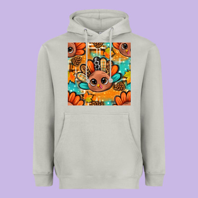 Thanksgiving Turkey And Cone With Tartan Seamless Pattern Bbs Heavyweight Hoodie Designed By Bundleandbundleshop