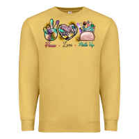 Antique Gold Peace Love Make Up Premium Sweatshirt - BundleAndBundleShop