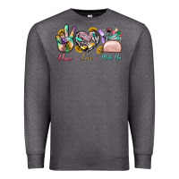 Charcoal Heather Peace Love Make Up Premium Sweatshirt - BundleAndBundleShop