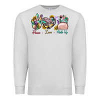 Dove Grey Peace Love Make Up Premium Sweatshirt - BundleAndBundleShop
