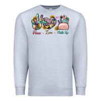 Heather Grey Peace Love Make Up Premium Sweatshirt - BundleAndBundleShop