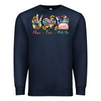 Navy Peace Love Make Up Premium Sweatshirt - BundleAndBundleShop