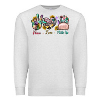 Oatmeal Heather Peace Love Make Up Premium Sweatshirt - BundleAndBundleShop