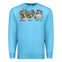 Ocean Blue Peace Love Make Up Premium Sweatshirt - BundleAndBundleShop
