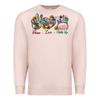 Pale Pink Peace Love Make Up Premium Sweatshirt - BundleAndBundleShop
