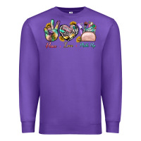 Purple Peace Love Make Up Premium Sweatshirt - BundleAndBundleShop