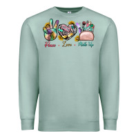 Seafoam Peace Love Make Up Premium Sweatshirt - BundleAndBundleShop