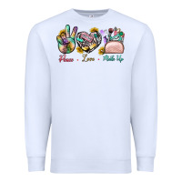 White Peace Love Make Up Premium Sweatshirt - BundleAndBundleShop