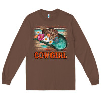 Chestnut cowgirl hat flowers leopard and  leather Long Sleeve Tee - AdoDesignShop