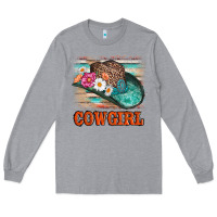 Heather Grey cowgirl hat flowers leopard and  leather Long Sleeve Tee - AdoDesignShop