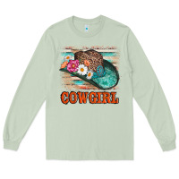 Matcha cowgirl hat flowers leopard and  leather Long Sleeve Tee - AdoDesignShop