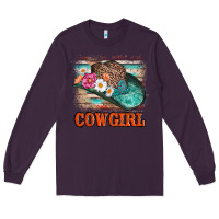 Plum cowgirl hat flowers leopard and  leather Long Sleeve Tee - AdoDesignShop