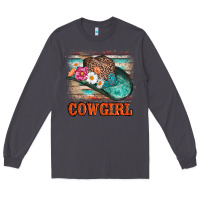 Smoke cowgirl hat flowers leopard and  leather Long Sleeve Tee - AdoDesignShop