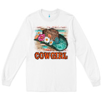 White cowgirl hat flowers leopard and  leather Long Sleeve Tee - AdoDesignShop