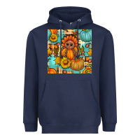 Navy thanksgiving turkey with tartan seamless pattern bbs Heavyweight Hoodie - BundleAndBundleShop