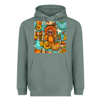Sage thanksgiving turkey with tartan seamless pattern bbs Heavyweight Hoodie - BundleAndBundleShop