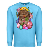 Ocean Blue Rabbit And Carrot Easter Premium Sweatshirt - BundleAndBundleShop