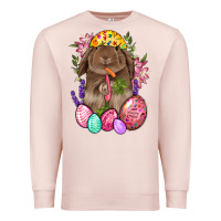 Pale Pink Rabbit And Carrot Easter Premium Sweatshirt - BundleAndBundleShop