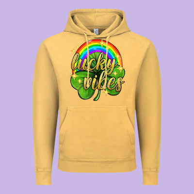 Lucky Vibes St. Patricks Day Vintage Hoodie Designed By Neo Western