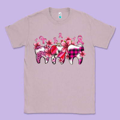 Cancer Ribbon With Teeth Classic Tee Designed By Adodesignshop