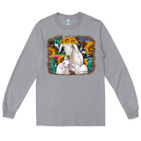 Heather Grey goat family with sunflowers western serape turquoise background Long Sleeve Tee - Artiststas