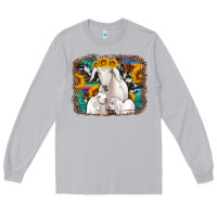Moon Dust goat family with sunflowers western serape turquoise background Long Sleeve Tee - Artiststas