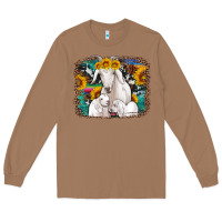 Toasted Coconut goat family with sunflowers western serape turquoise background Long Sleeve Tee - Artiststas