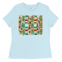 Baby Blue western brushstroke Ladies Tee - AdoDesignShop