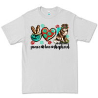 Dove Grey peace love australian shepherd Premium Tee - texasbilliewilder