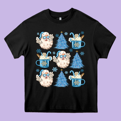 Santa Claus Doodles Christmas Heavy Core Tee Designed By Maliassmallbusiness