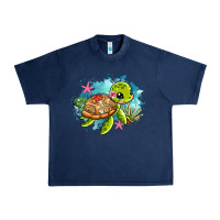 Navy ocean with turtle Urban Heavy Tee - AdoDesignShop