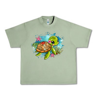 Oil Green ocean with turtle Urban Heavy Tee - AdoDesignShop