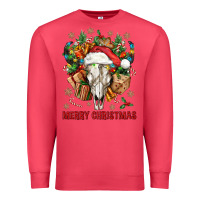 Cardinal Merry Christmas With Bull skull Premium Sweatshirt - BundleAndBundleShop