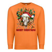 Carrot Merry Christmas With Bull skull Premium Sweatshirt - BundleAndBundleShop