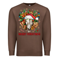 Chestnut Merry Christmas With Bull skull Premium Sweatshirt - BundleAndBundleShop