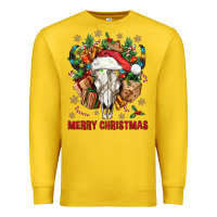 Lemon Merry Christmas With Bull skull Premium Sweatshirt - BundleAndBundleShop