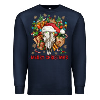Navy Merry Christmas With Bull skull Premium Sweatshirt - BundleAndBundleShop