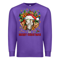 Purple Merry Christmas With Bull skull Premium Sweatshirt - BundleAndBundleShop