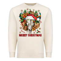 Sandshell Merry Christmas With Bull skull Premium Sweatshirt - BundleAndBundleShop