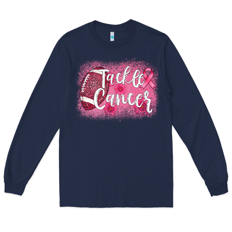 Tackle Cancer Football Leopard Long Sleeve Tee by AdoDesignShop | Teevron