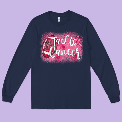 Tackle Cancer Football Leopard Long Sleeve Tee Designed By Adodesignshop