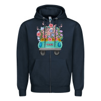 Navy truck with flowers Zipper Hoodie - MaliasSmallBusiness
