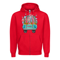 Red truck with flowers Zipper Hoodie - MaliasSmallBusiness