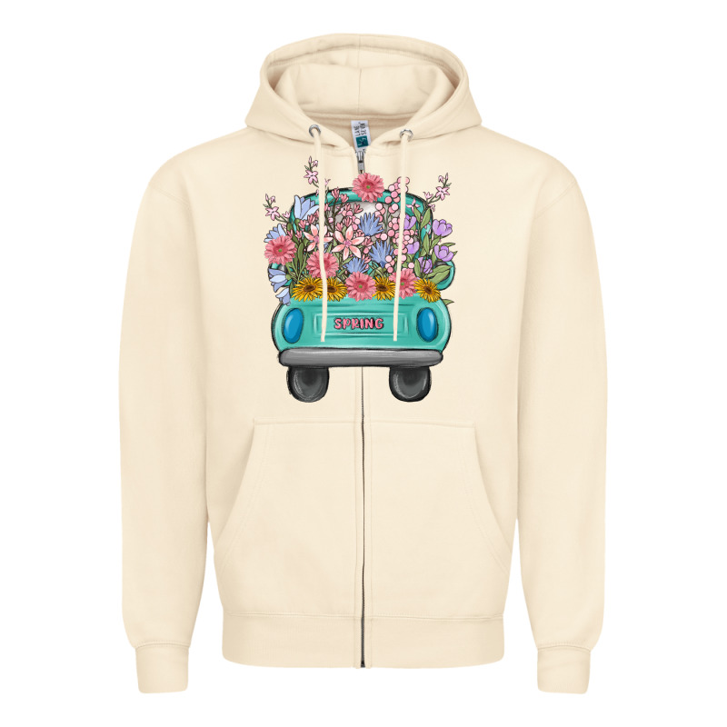 Truck With Flowers Zipper Hoodie by MaliasSmallBusiness | Teevron