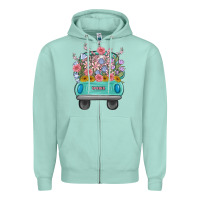 Seafoam truck with flowers Zipper Hoodie - MaliasSmallBusiness